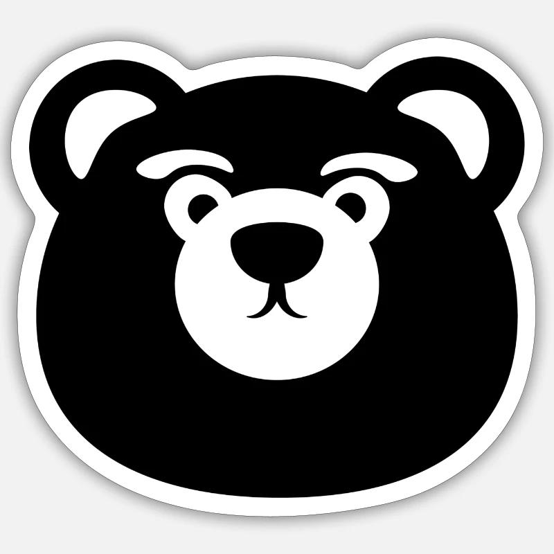 Tête d'ours - Sticker taille S (10 x 10 cm) - blanc mat