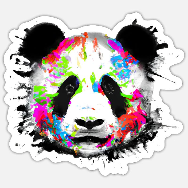Bunter Panda - Sticker Größe S (10 x 10 cm) - Mattweiß
