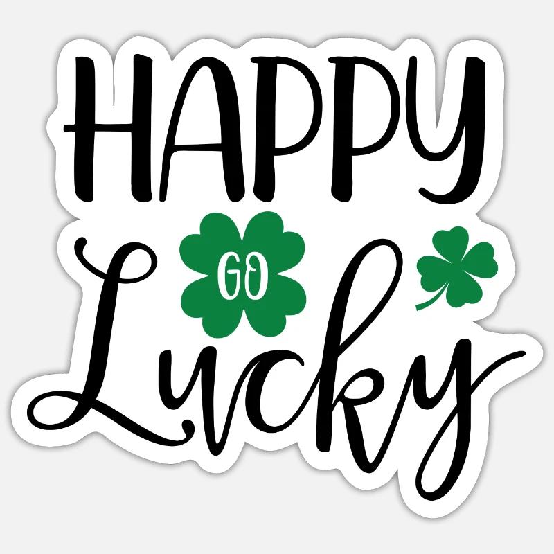 Design Happy go lucky - Sticker taille S (10 x 10 cm) - blanc mat