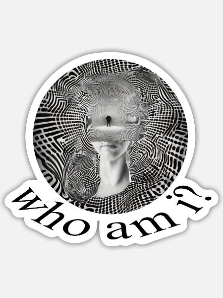 "who am i?" / distorted picture - Sticker Größe S (10 x 10 cm) - Mattweiß