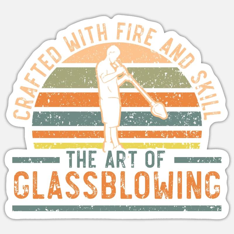 Mit Feuer und Geschick die Kunst des Glasblasens e - Sticker Größe S (10 x 10 cm) - Mattweiß