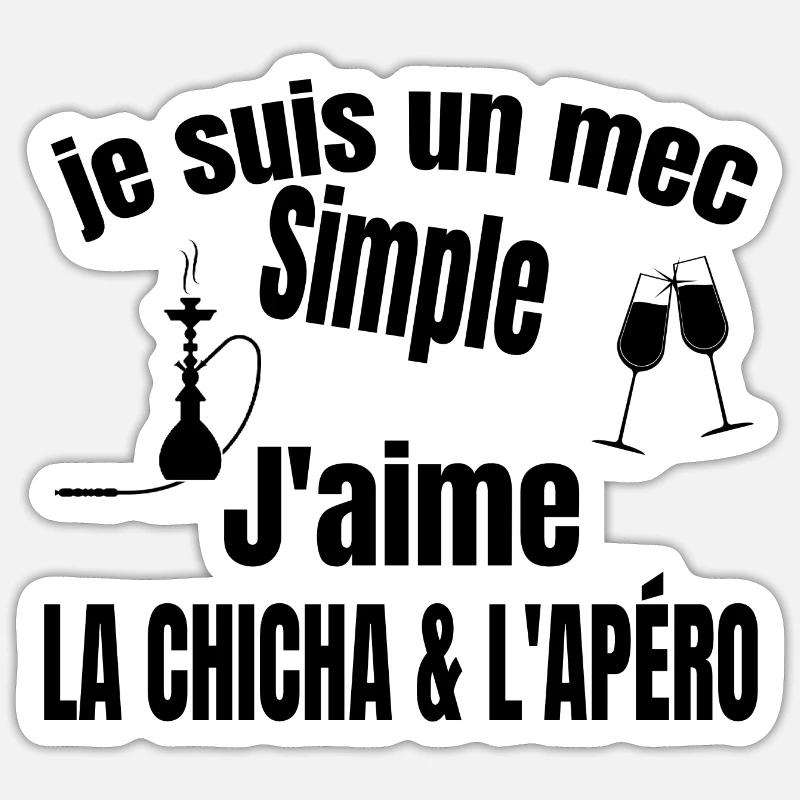 chicha et apéro - Sticker taille S (10 x 10 cm) - blanc mat