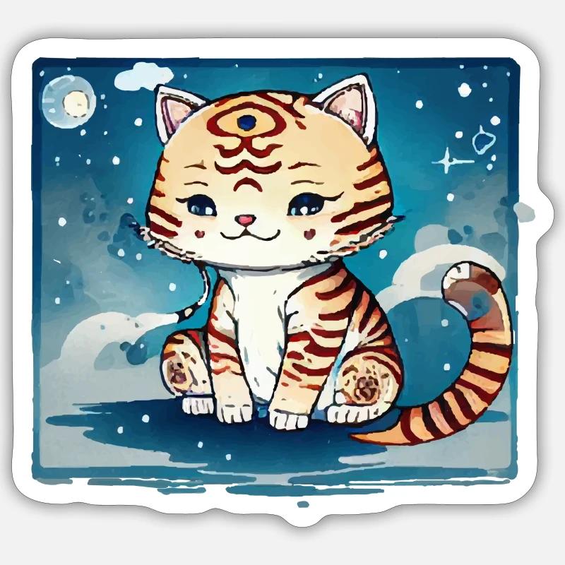 Un design de chat qui ne pourrait pas être plus doux. Sticker taille S (10 x 10 cm)