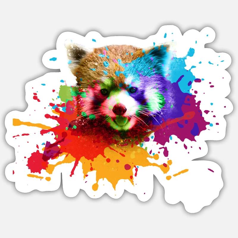 Roter panda ,Graffiti, Malerei,pandabär, bär, bunt Sticker Größe S (10 x 10 cm)