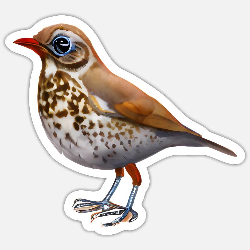 Thrush bird - Sticker size S (10 x 10 cm) - white matte