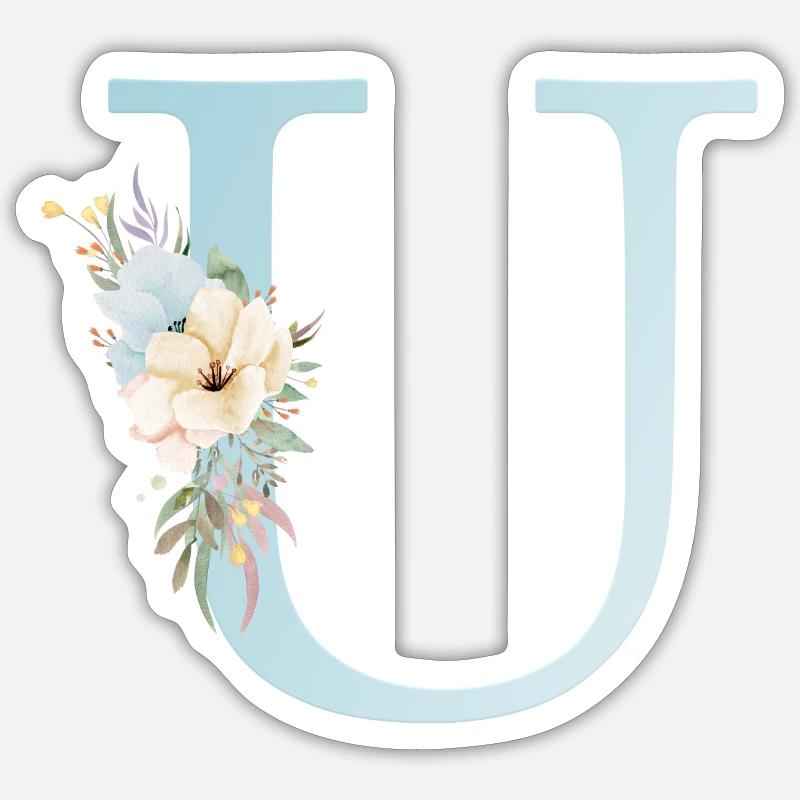 Customizable Monogram U Floral Sticker size S (10 x 10 cm)