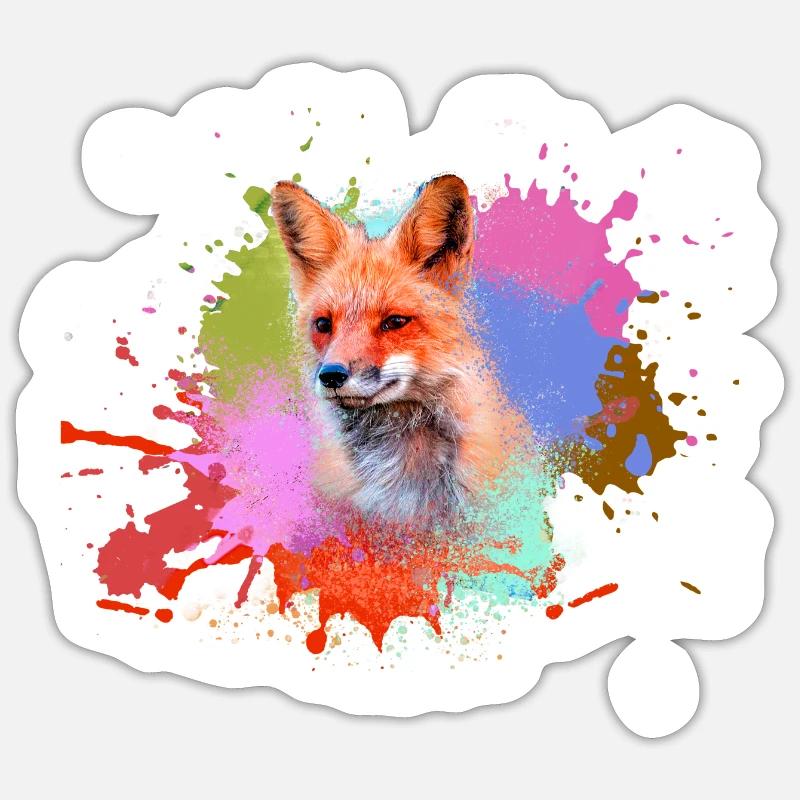 fuchs ,graffiti, peinture,fuchs,aquarelle - Sticker taille S (10 x 10 cm) - blanc mat