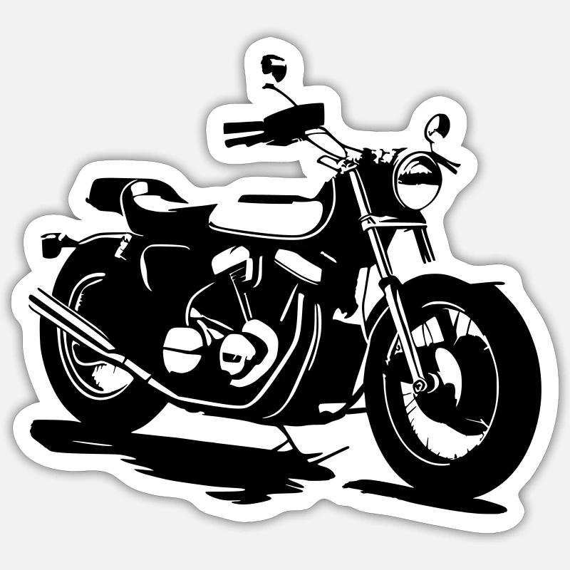KLASSISCHES MOTORRAD - Sticker Größe S (10 x 10 cm) - Mattweiß