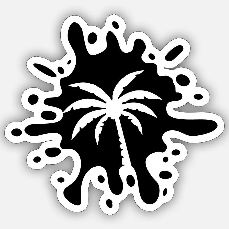 Palm tree symbol blobs - Sticker size S (10 x 10 cm) - white matte