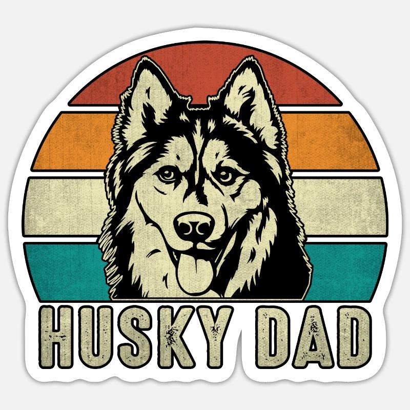 Husky Dad - Sticker Größe S (10 x 10 cm) - Mattweiß