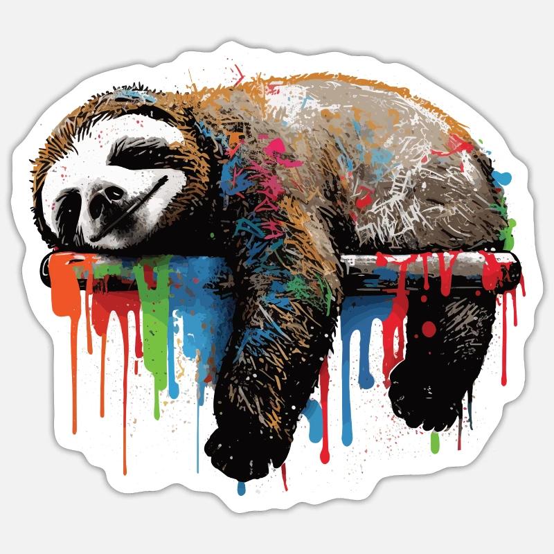 Graffiti Bradipo - Sticker formato S (10 x 10 cm) - bianco opaco