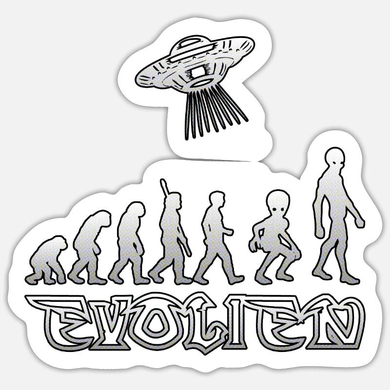 Evolution Alien Ufo Sticker Größe S (10 x 10 cm)