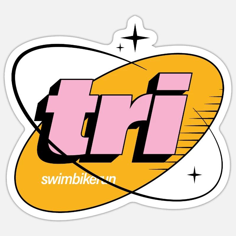 Orbit Retro Design Triathlon - Sticker Größe S (10 x 10 cm) - Mattweiß