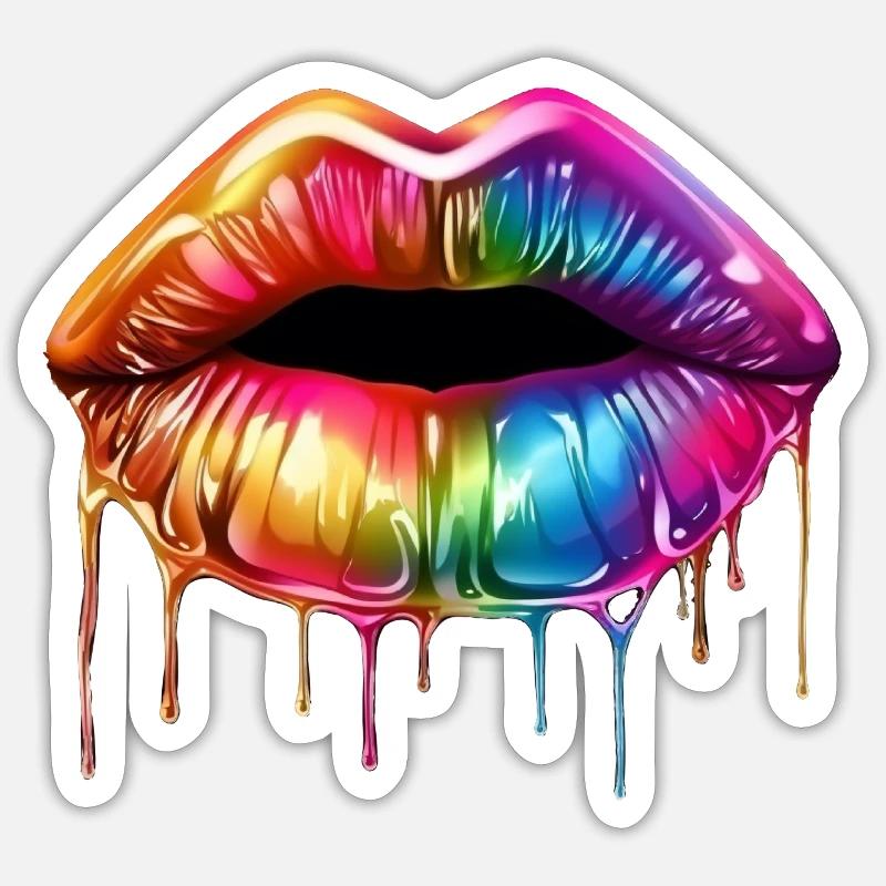 Rainbow Lips Sticker size S (10 x 10 cm)