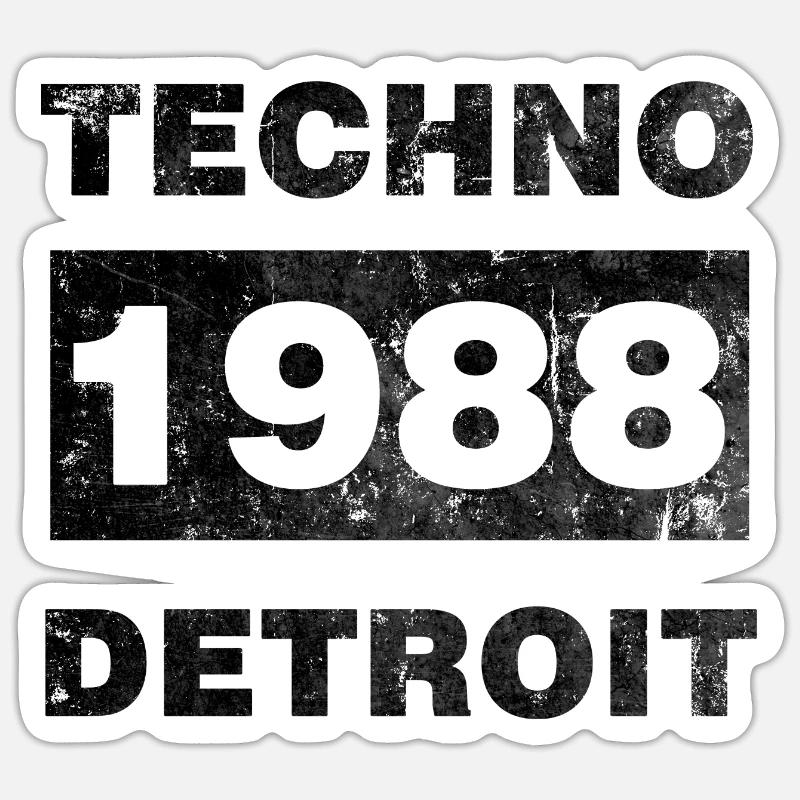 TECHNO MUSIC BLACK - Sticker size S (10 x 10 cm) - white matte