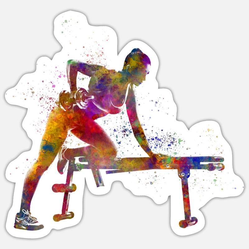 Bodybuilding exercise - Sticker size S (10 x 10 cm) - white matte