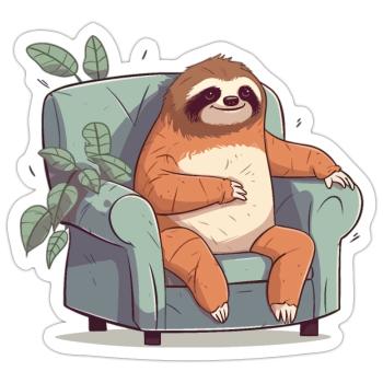 Sloth - Sticker size S (10 x 10 cm) - white matte - Front
