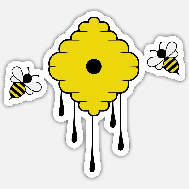 Abeilles - Sticker taille S (10 x 10 cm) - blanc mat
