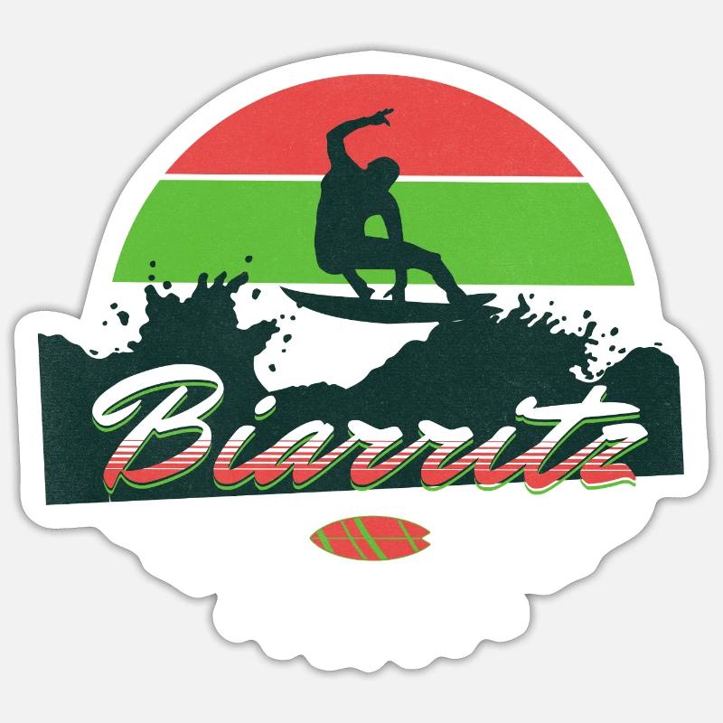 Biarritz Surf - Surfeur Vagues Océan Pays Basque Sticker taille S (10 x 10 cm)