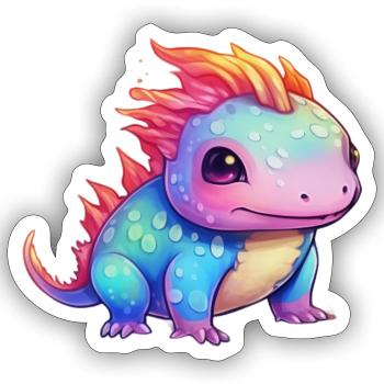 Rainbow Spell - Le mignon Axolotl - Sticker taille S (10 x 10 cm) - blanc mat - Devant