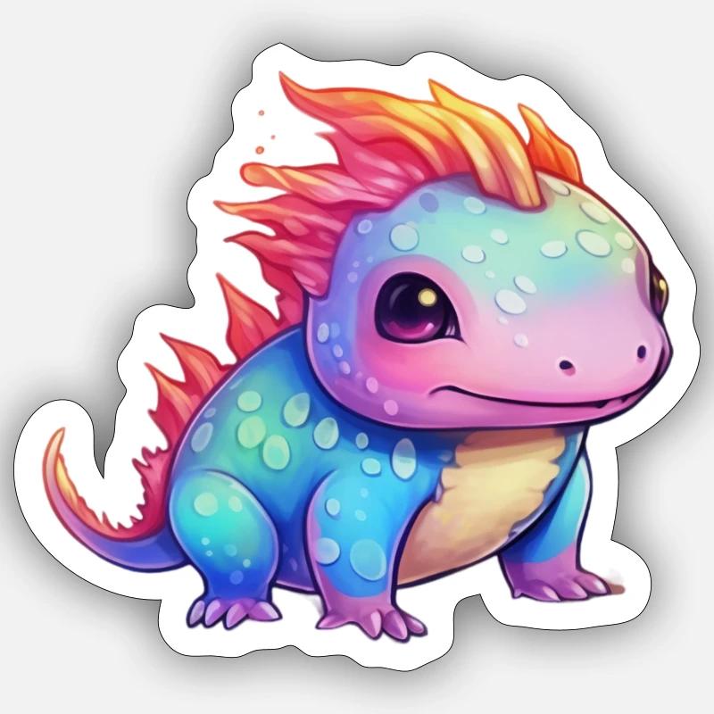 Rainbow Spell - Le mignon Axolotl - Sticker taille S (10 x 10 cm) - blanc mat