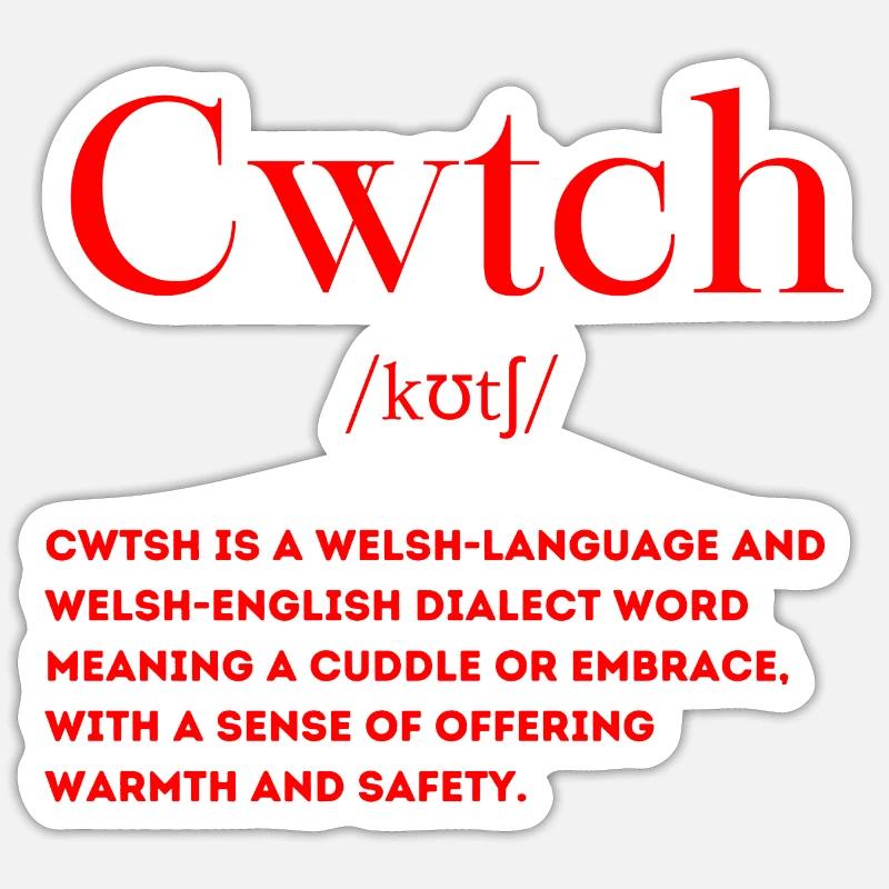 Cwtch Definition Walisisch Wales - Sticker Größe S (10 x 10 cm) - Mattweiß
