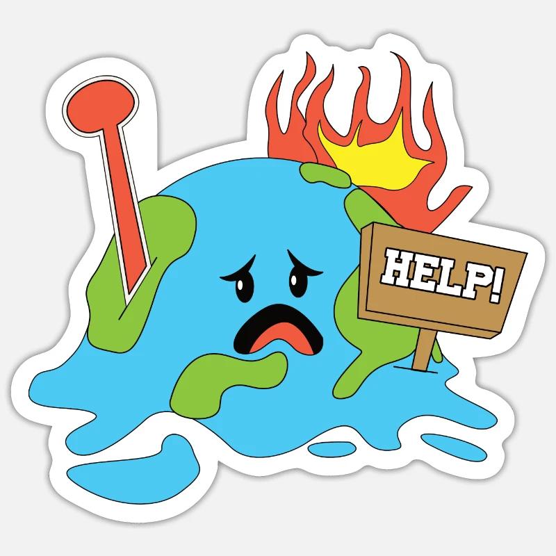 Climate Change Earth Help - Sticker size S (10 x 10 cm) - white matte