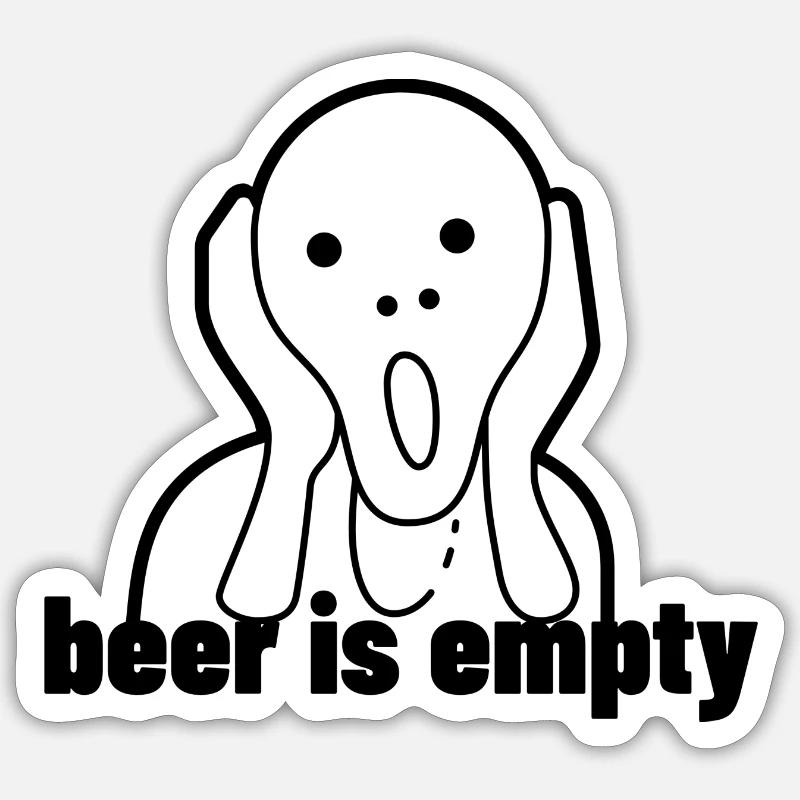 beer is empty - Sticker Größe S (10 x 10 cm) - Mattweiß