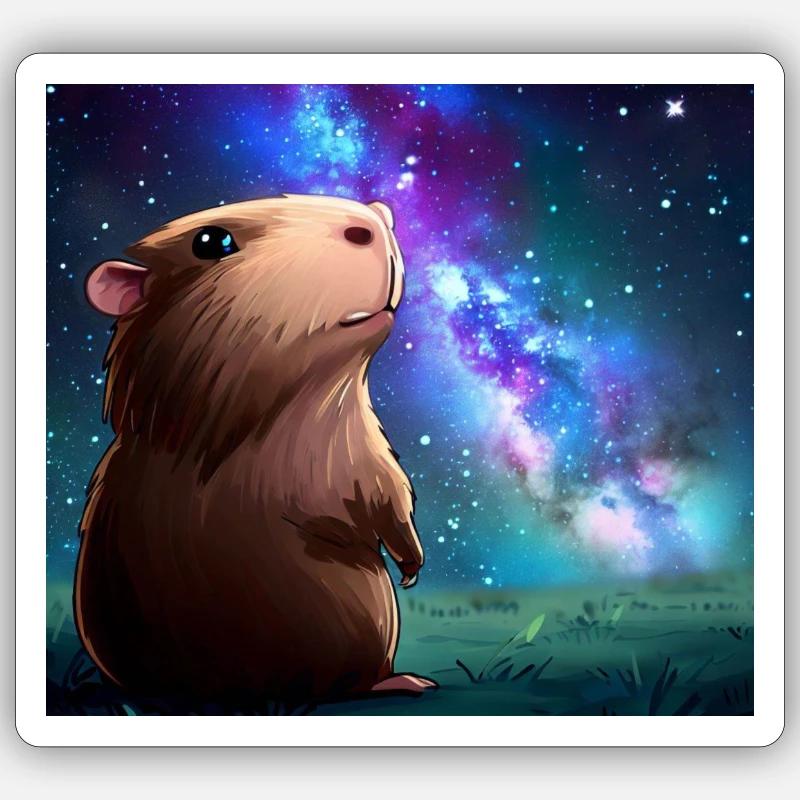 Capybara Spaceman - Sticker taille S (10 x 10 cm) - blanc mat