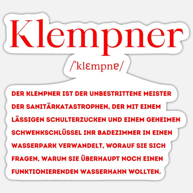 Klempner Definition - Sticker Größe S (10 x 10 cm) - Mattweiß