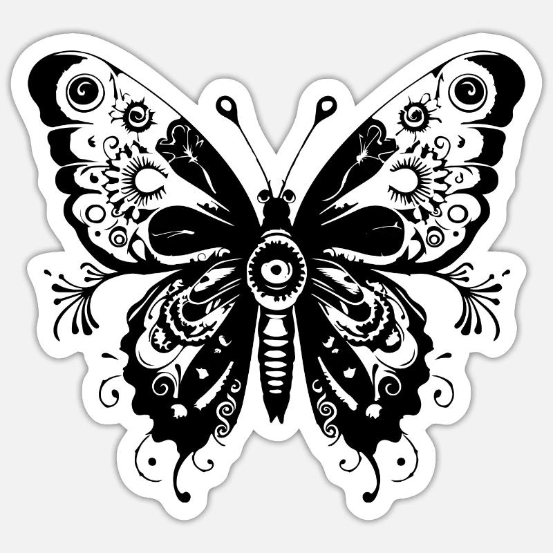 Butterfly Mandala Boho - Sticker size S (10 x 10 cm) - white matte