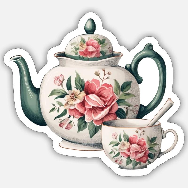 Teapot - Sticker size S (10 x 10 cm) - white matte