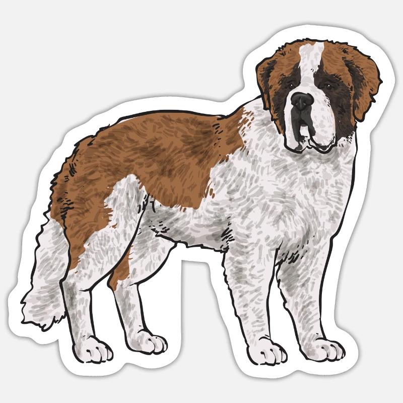 Saint-Bernard Chien Saint-Bernard - Sticker taille S (10 x 10 cm) - blanc mat