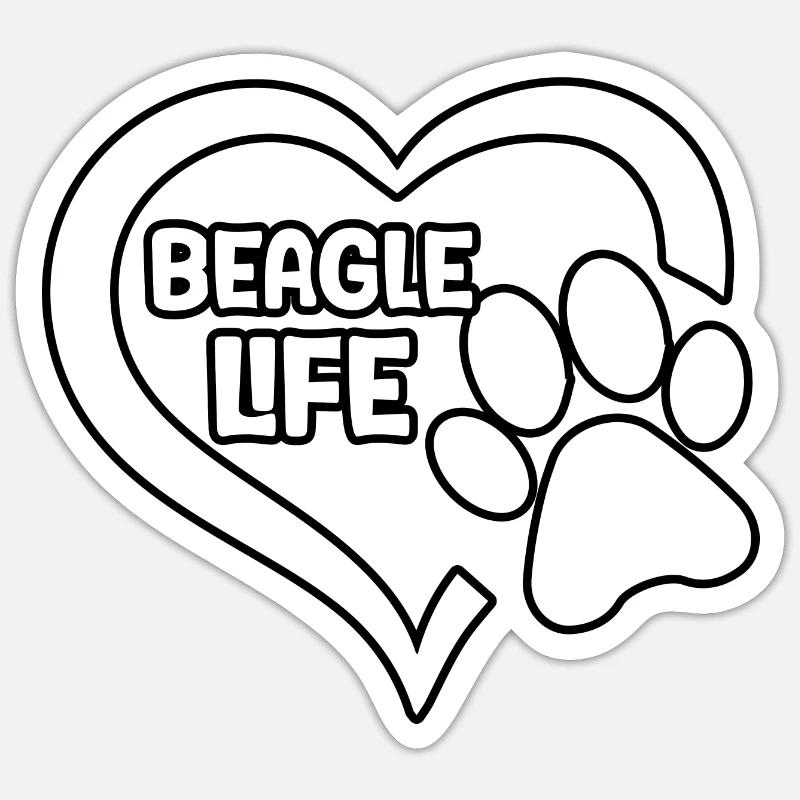 La vie de beagle - Sticker taille S (10 x 10 cm) - blanc mat