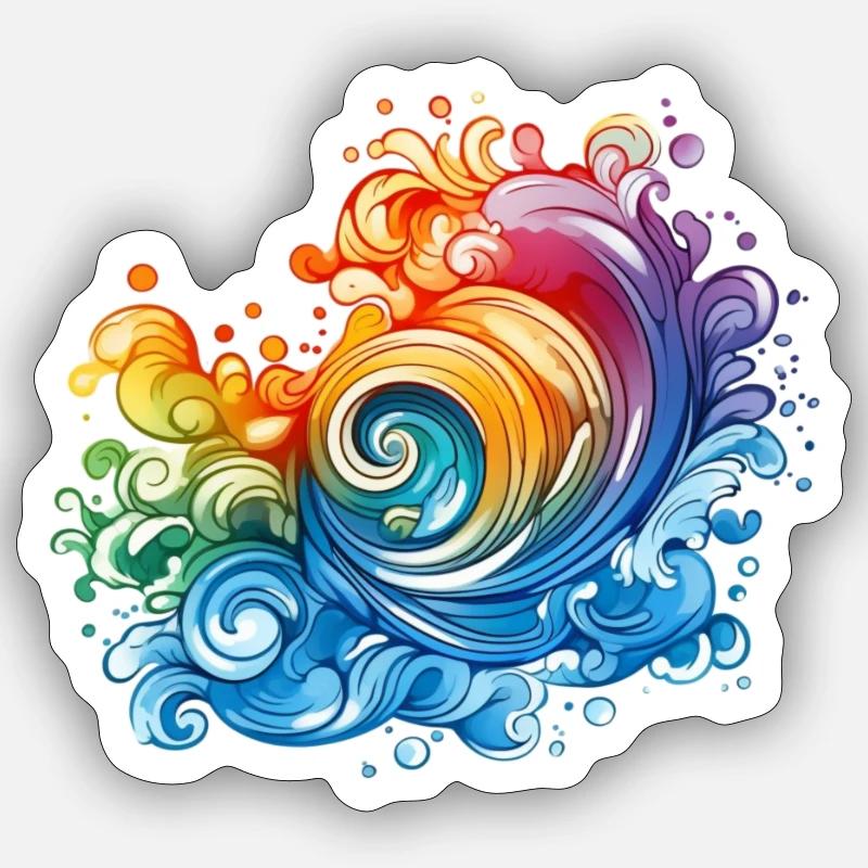 Rainbow Wave Sticker taille S (10 x 10 cm)