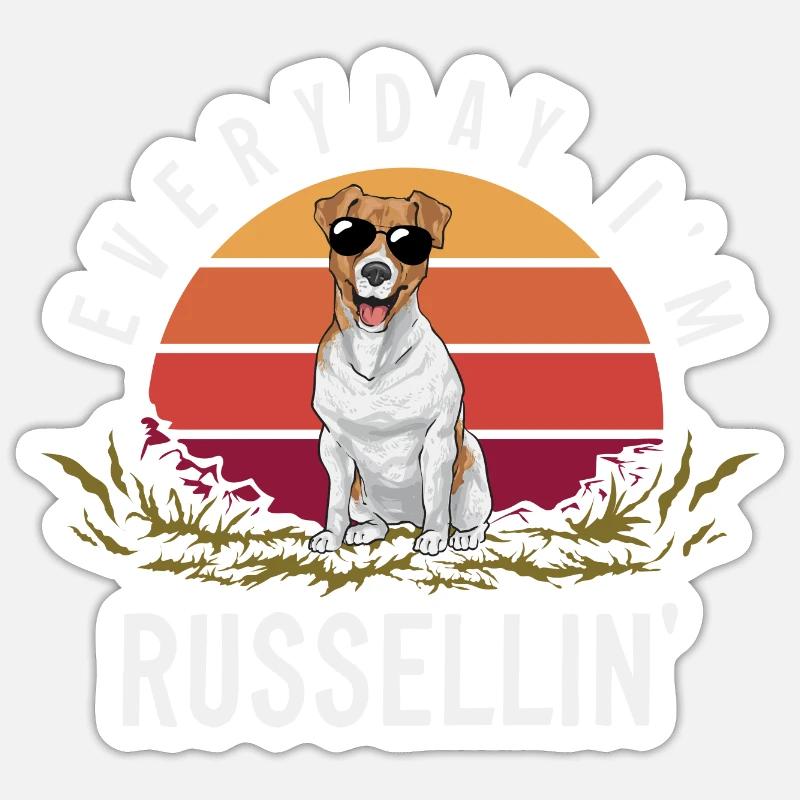 Jack Russell Terrier - Sticker taille S (10 x 10 cm) - blanc mat