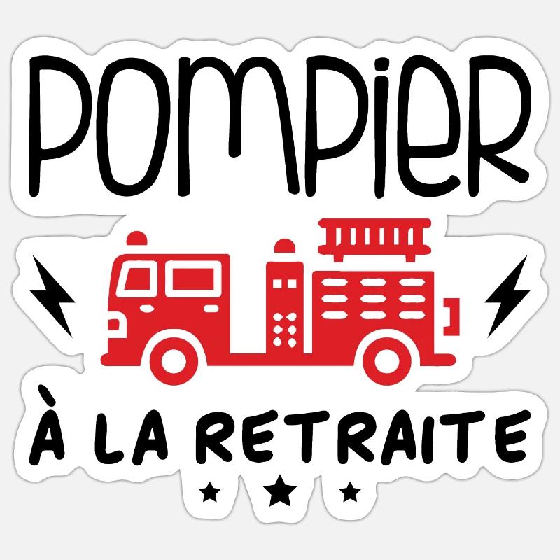 Pompier À La Retraite - Sticker taille S (10 x 10 cm) - blanc mat