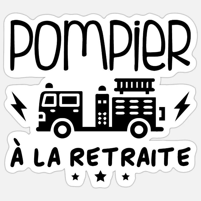 Pompier À La Retraite - Sticker taille S (10 x 10 cm) - blanc mat