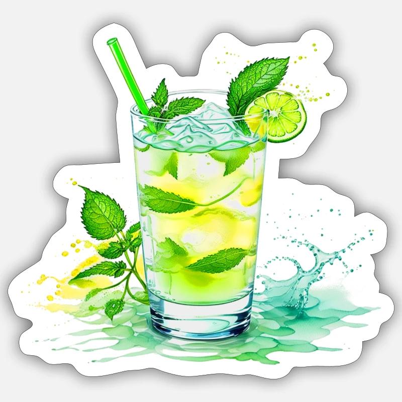 Mojito - Sticker taille S (10 x 10 cm) - blanc mat