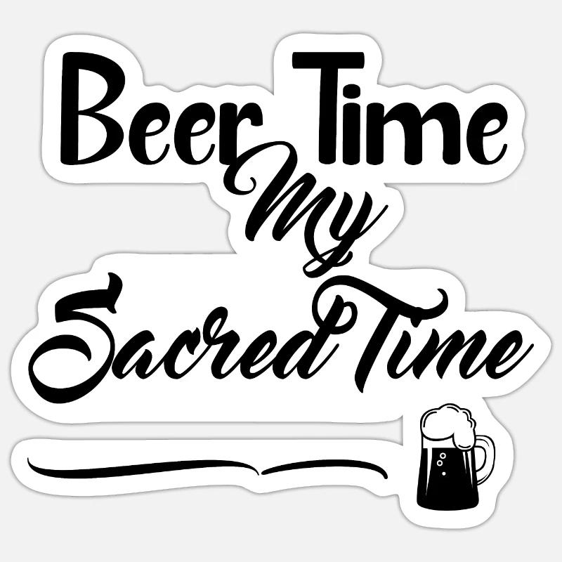 Beer Time - Boisson alcoolisée - Sticker taille S (10 x 10 cm) - blanc mat