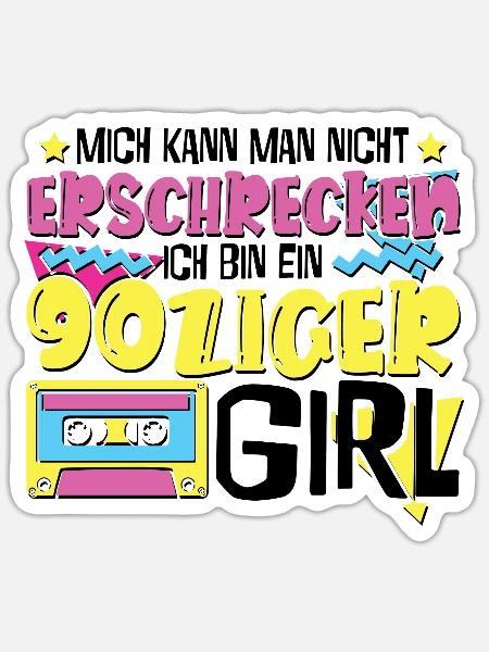 Ich bin ein 90ziger Girl - Sticker Größe S (10 x 10 cm) - Mattweiß