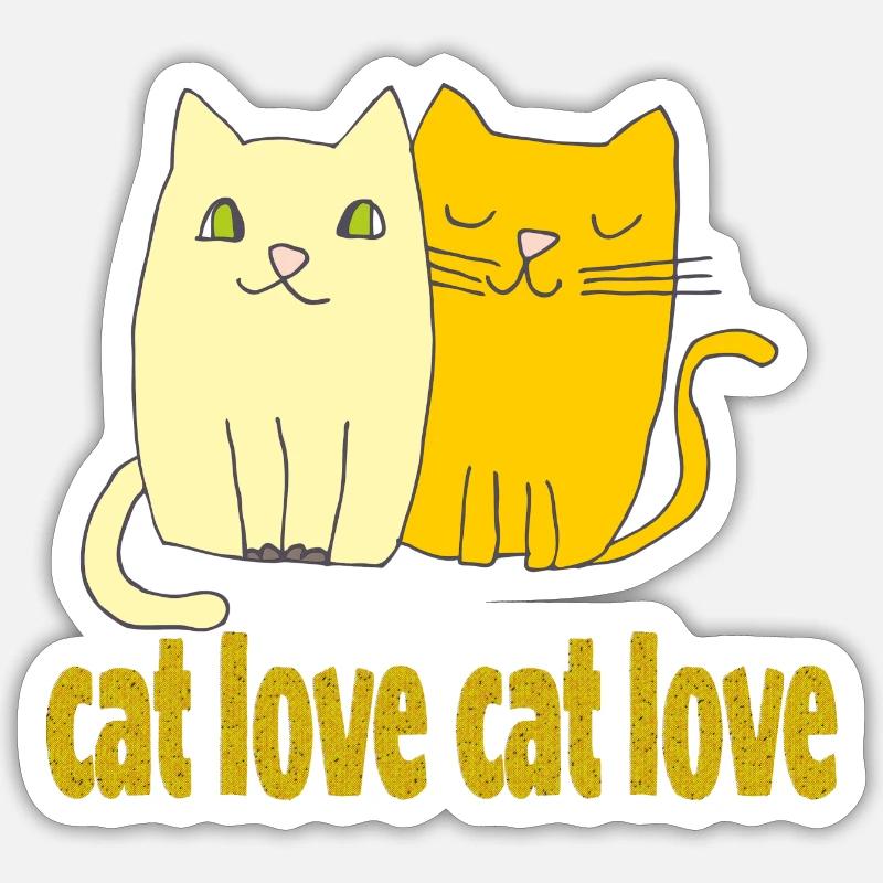 Amour de chat - Sticker taille S (10 x 10 cm) - blanc mat