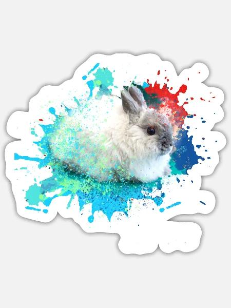 hase,graffiti,malerei,haustier,kaninchen,bunt - Sticker Größe S (10 x 10 cm) - Mattweiß