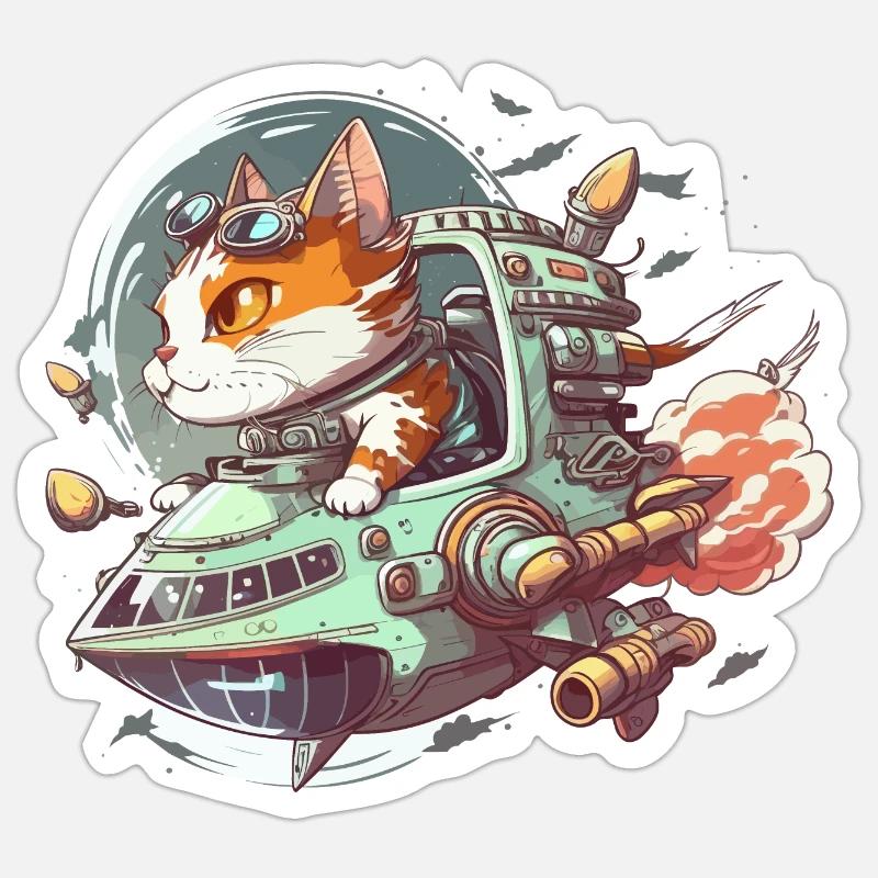Cosmic Cat Commander - Sticker size S (10 x 10 cm) - white matte