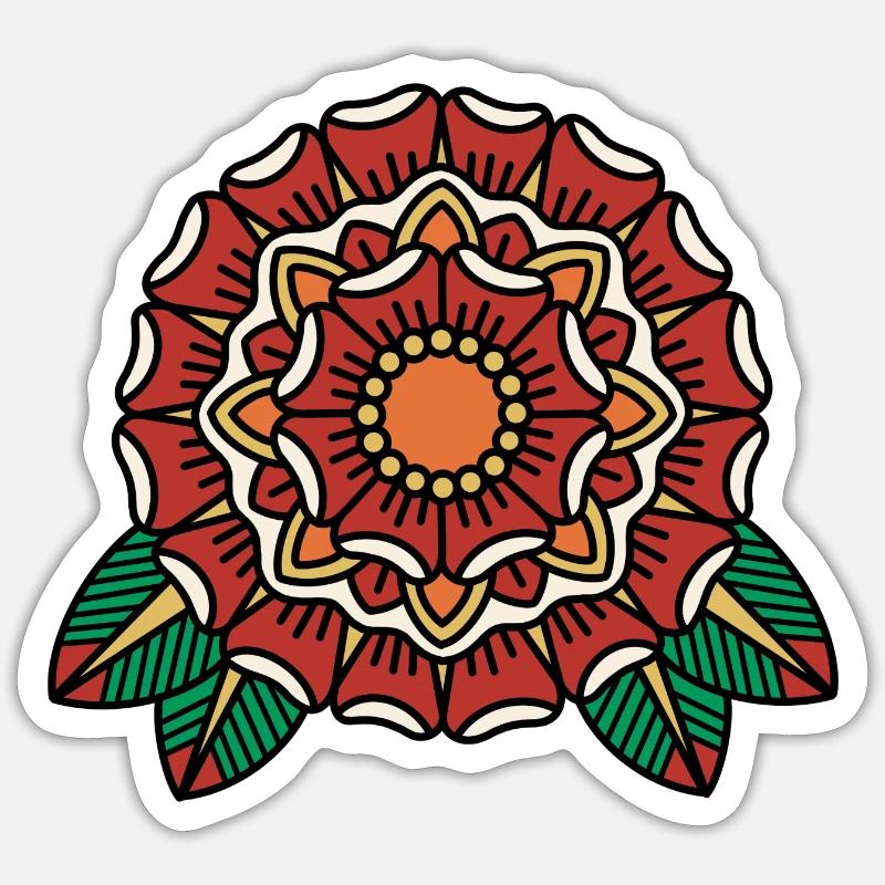 Fleurs fleurissent mandala - Sticker taille S (10 x 10 cm) - blanc mat