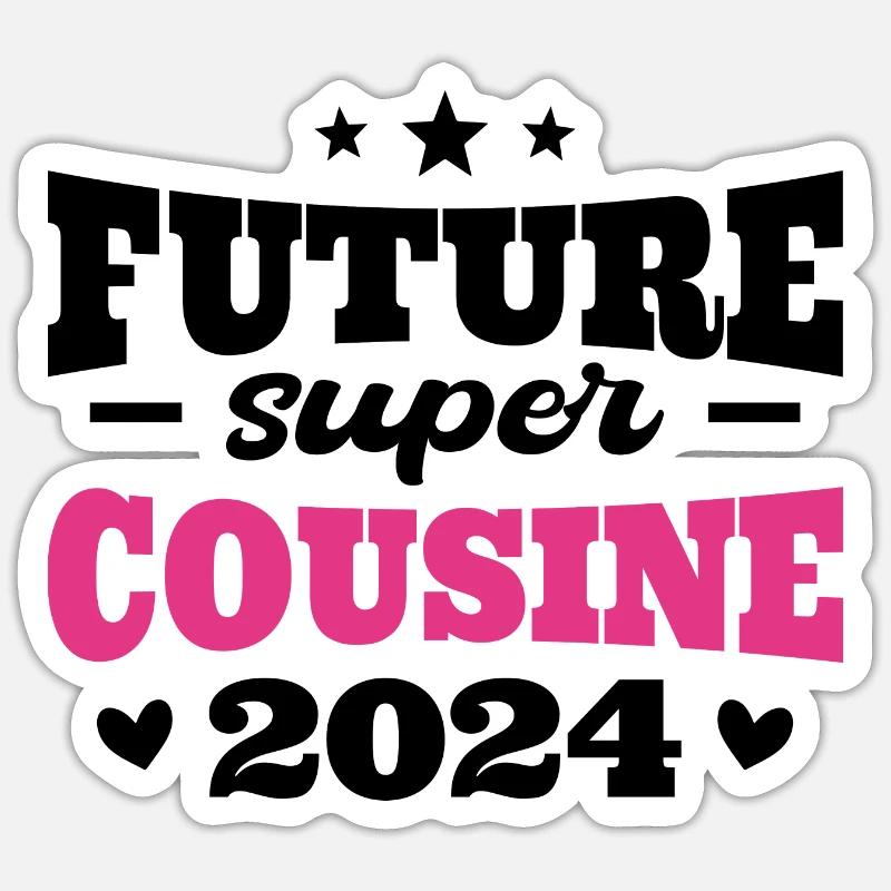 Future Super Cousine 2024 Annonce Grossesse - Sticker taille S (10 x 10 cm) - blanc mat