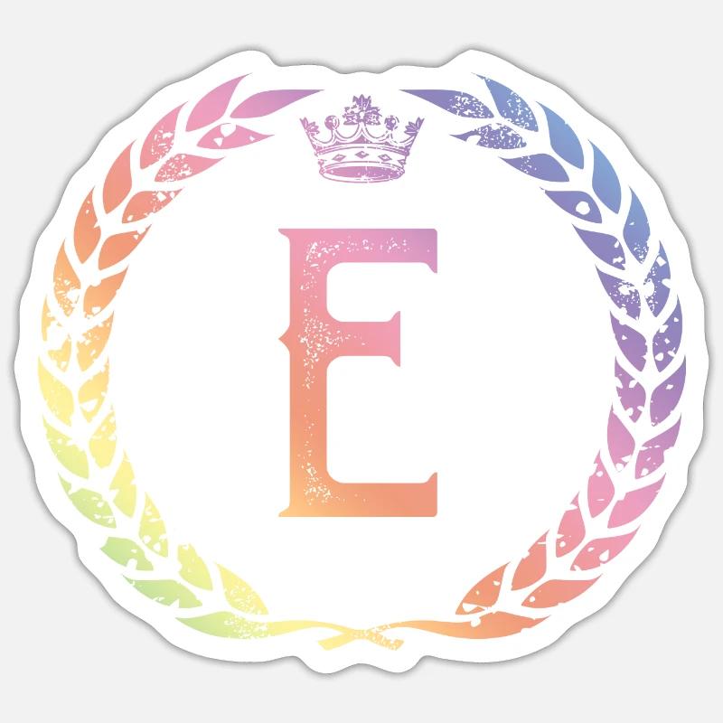E letter wreath - Sticker size S (10 x 10 cm) - white matte