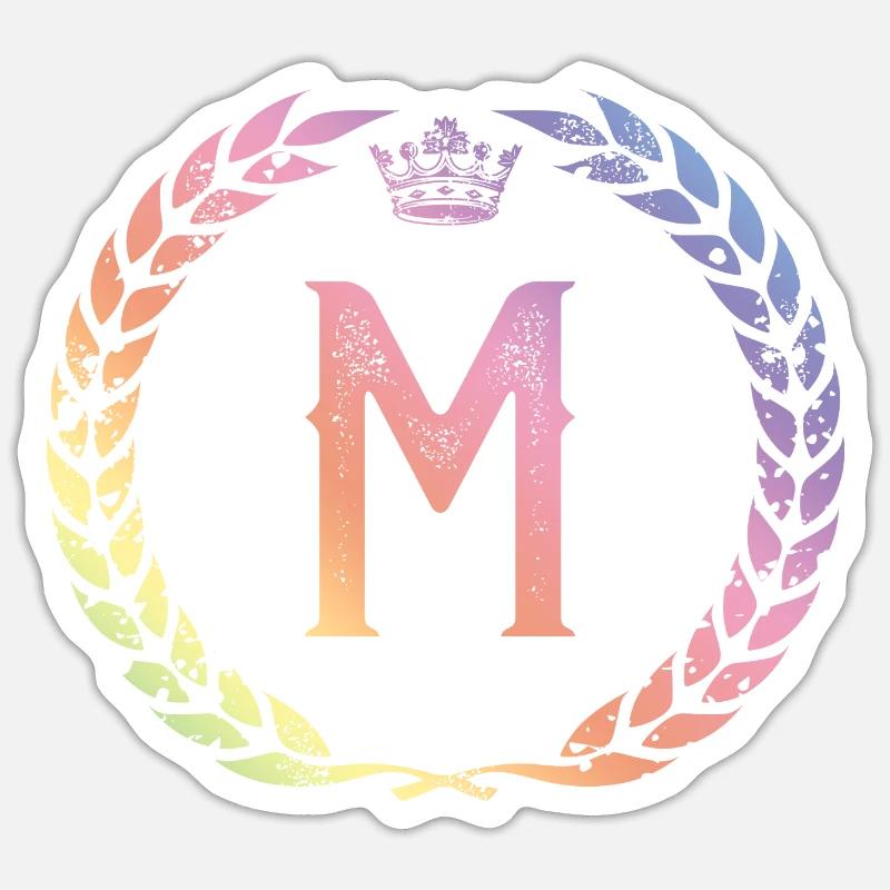M Buchstabe Kranz - Sticker Größe S (10 x 10 cm) - Mattweiß