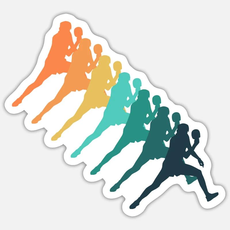 Tennis de table rétro - Sticker taille S (10 x 10 cm) - blanc mat