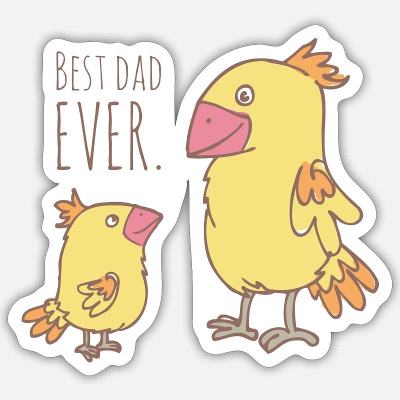Vogel Papa - Sticker Größe S (10 x 10 cm) - Mattweiß